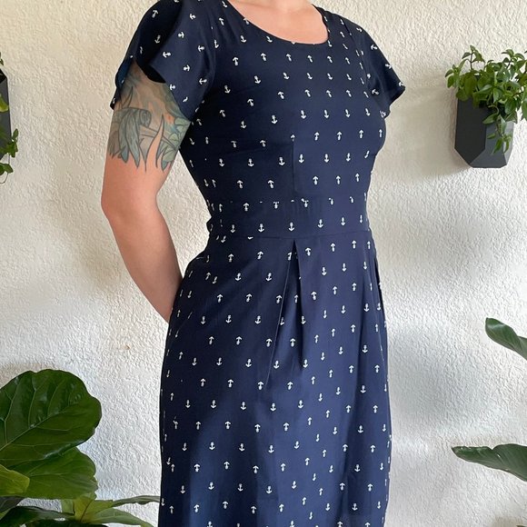 Vera Mode - Dark Blue Dress with Anchors Print - Picture 5 of 9